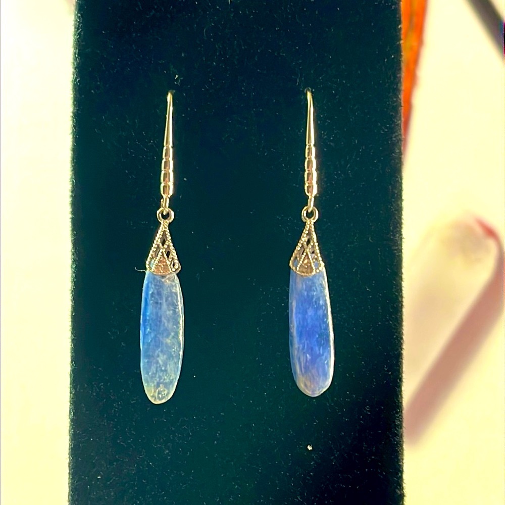 Blue Kyanite Silver Hook Earrings